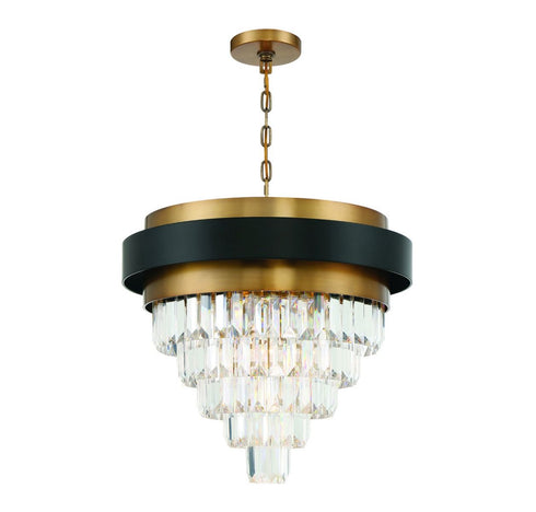 Marquise 4-Light Chandelier in Matte Black with Warm Brass Accents