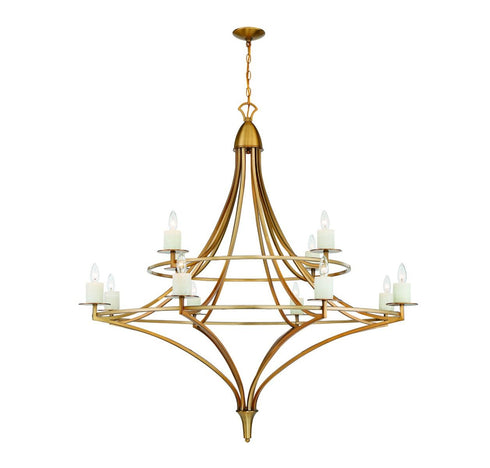 Director 12-Light Chandelier in Warm Brass