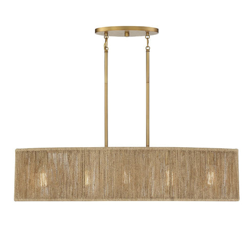 Ashe 5-Light Oval Chandelier in Warm Brass and Rope