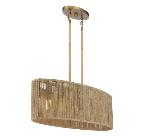 Ashe 5-Light Oval Chandelier in Warm Brass and Rope