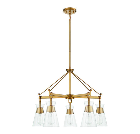 Lakewood 5-Light Chandelier in Warm Brass