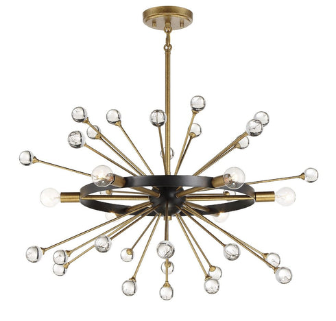 Ariel 6-Light Chandelier in Como Black with Gold Accents