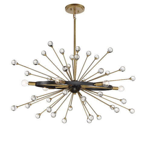 Ariel 6-Light Oval Chandelier in Como Black with Gold Accents