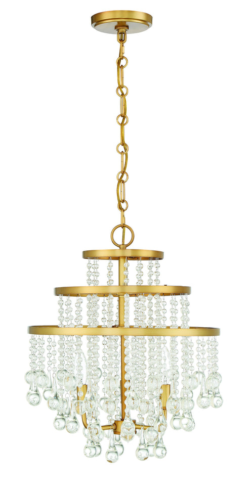 Luna 3-Light Mini Chandelier in Warm Brass