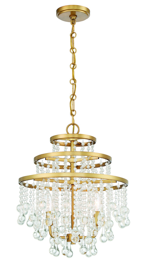 Luna 3-Light Mini Chandelier in Warm Brass