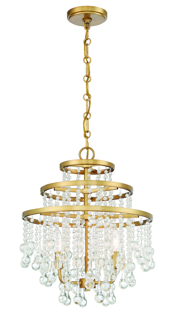 Luna 3-Light Mini Chandelier in Warm Brass