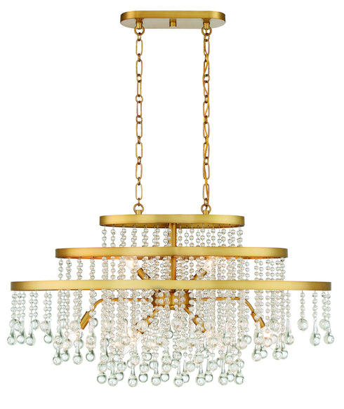 Luna 10-Light Oval Chandelier in Warm Brass