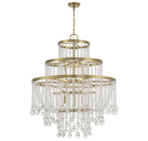 Luna 15-Light Chandelier in Warm Brass