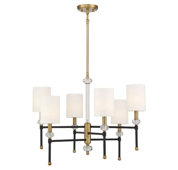 Tivoli 6-Light Chandelier in Matte Black with Warm Brass Accents