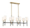 Tivoli 8-Light Linear Chandelier in Matte Black with Warm Brass Accents
