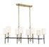 Tivoli 8-Light Linear Chandelier in Matte Black with Warm Brass Accents
