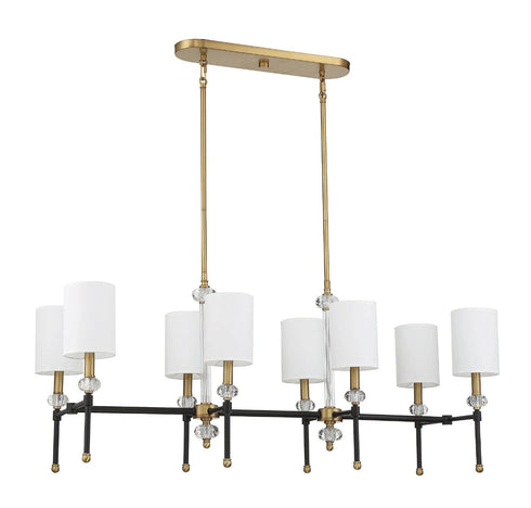 Tivoli 8-Light Linear Chandelier in Matte Black with Warm Brass Accents