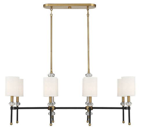 Tivoli 8-Light Linear Chandelier in Matte Black with Warm Brass Accents