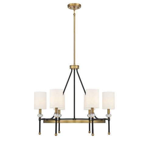 Tivoli 6-Light Chandelier in Matte Black with Warm Brass Accents