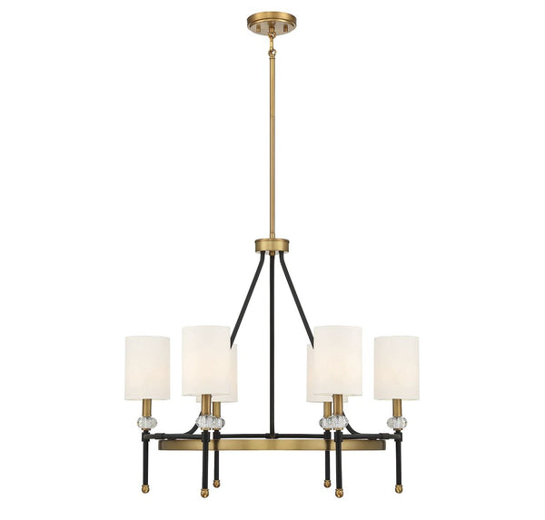 Tivoli 6-Light Chandelier in Matte Black with Warm Brass Accents