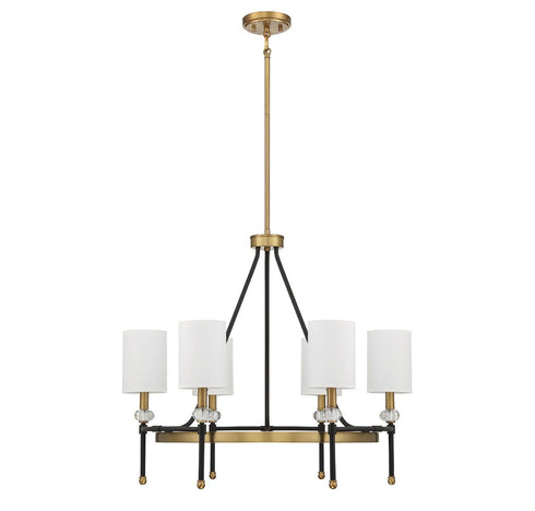 Tivoli 6-Light Chandelier in Matte Black with Warm Brass Accents