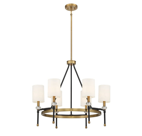 Tivoli 6-Light Chandelier in Matte Black with Warm Brass Accents