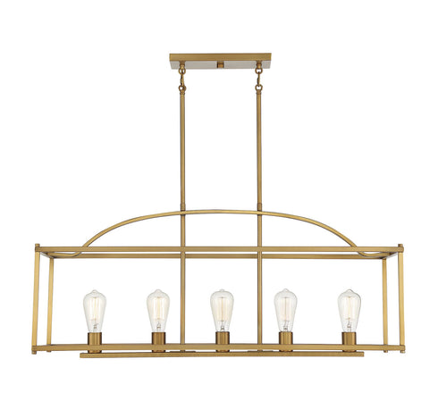 Palladian 5-Light Linear Chandelier in Warm Brass