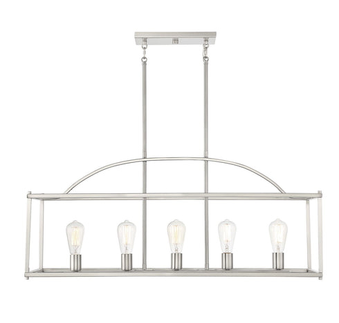 Palladian 5-Light Linear Chandelier in Warm Brass