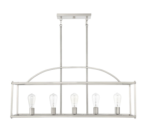 Palladian 5-Light Linear Chandelier in Warm Brass