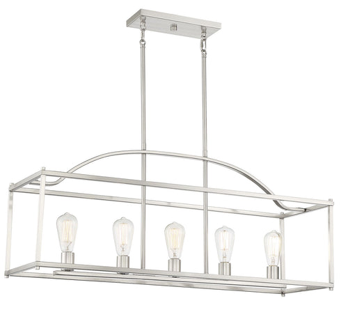 Palladian 5-Light Linear Chandelier in Warm Brass
