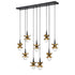 Portinatx 9-Light Linear Chandelier in Satin Black with Hammered Gold by Breegan Jane