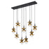 Portinatx 9-Light Linear Chandelier in Satin Black with Hammered Gold by Breegan Jane