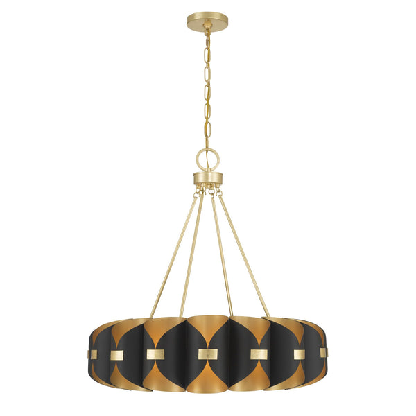 Pelham 16-Light Chandelier in Black Cashmere and True Gold