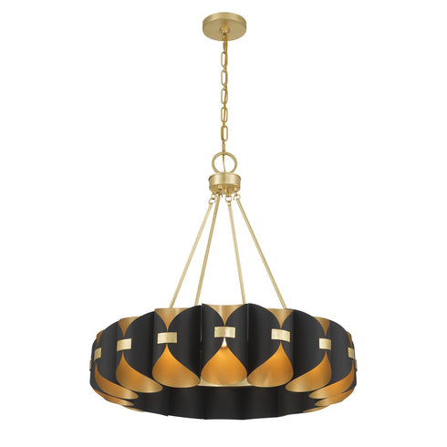 Pelham 16-Light Chandelier in Black Cashmere and True Gold