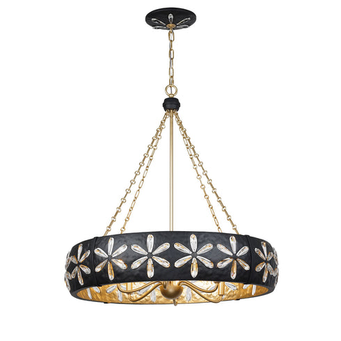 Venice 6-Light Chandelier in Metropolis Black and Gold by Breegan Jane