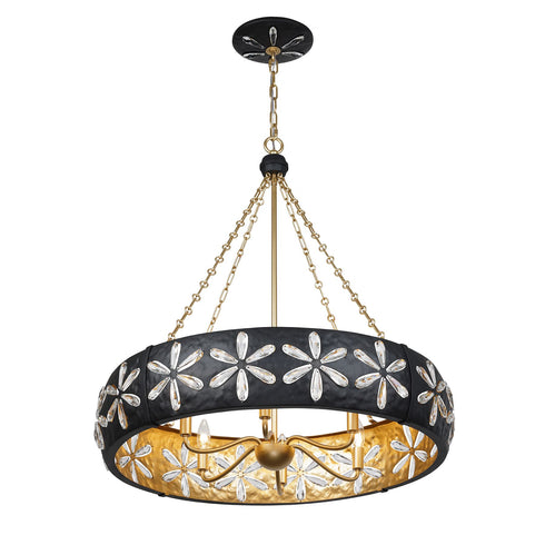 Venice 6-Light Chandelier in Metropolis Black and Gold by Breegan Jane