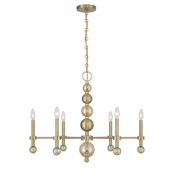 Crescent 6-Light Chandelier in Noble Brass