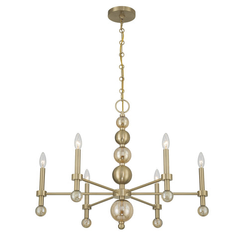 Crescent 6-Light Chandelier in Noble Brass