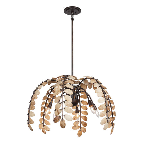 Grecian 6-Light Chandelier in Champagne Mist with Coconut Shell by Breegan Jane