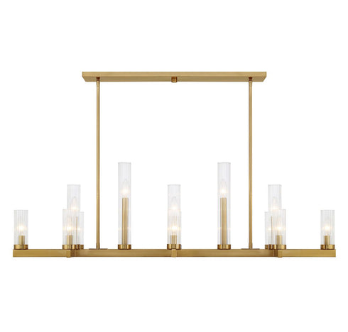 Carina 13-Light Linear Chandelier in Warm Brass