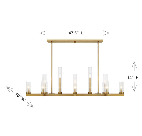 Carina 13-Light Linear Chandelier in Warm Brass