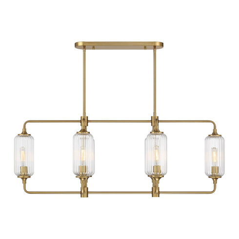 Holton 6-Light Linear Chandelier in Warm Brass
