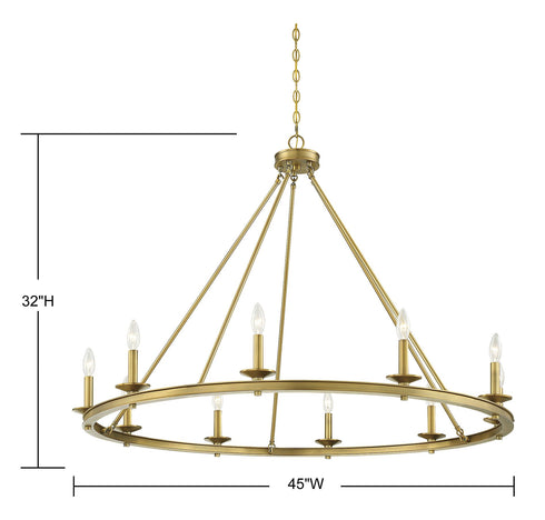 Middleton 10-Light Chandelier in Warm Brass
