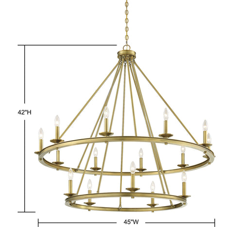 Middleton 15-Light Chandelier in Warm Brass