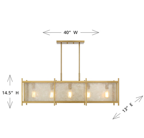 Jacobs 5-Light Linear Chandelier in Warm Brass