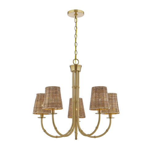 Ashbury 5-Light Chandelier in Warm Brass