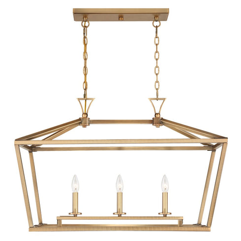 Townsend 3-Light Linear Chandelier in Warm Brass