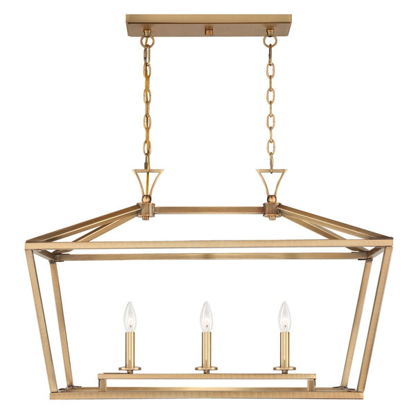 Townsend 3-Light Linear Chandelier in Warm Brass