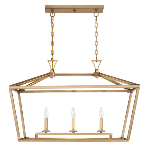 Townsend 3-Light Linear Chandelier in Warm Brass