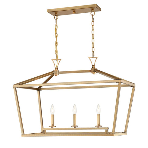 Townsend 3-Light Linear Chandelier in Warm Brass