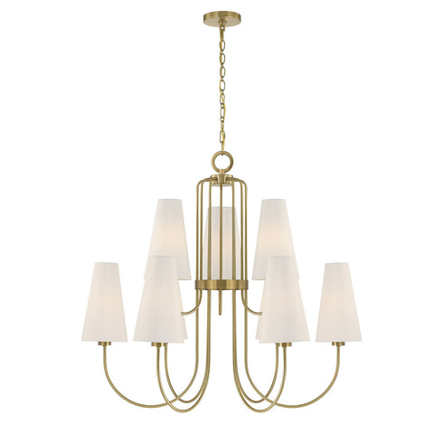 Wilkes 9-Light Chandelier in Warm Brass by Dann Foley