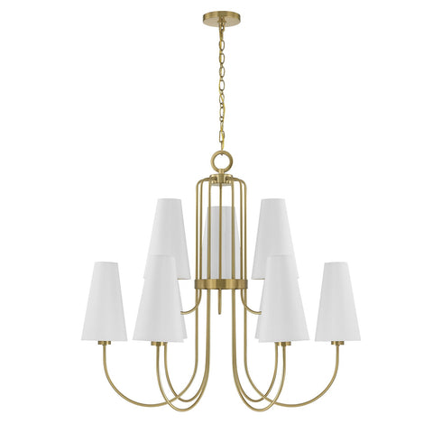 Wilkes 9-Light Chandelier in Warm Brass by Dann Foley
