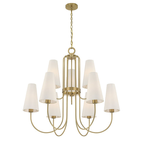 Wilkes 9-Light Chandelier in Warm Brass by Dann Foley