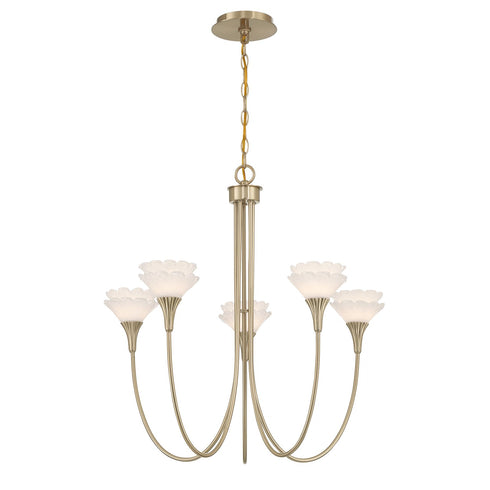 Florena 5-Light Chandelier in Noble Brass by Breegan Jane