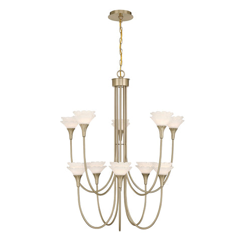Florena 10-Light Chandelier in Noble Brass by Breegan Jane